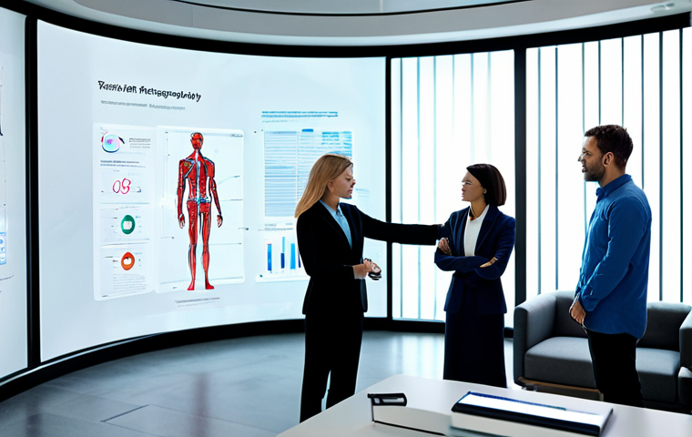 데이터 공유 생태계의 사회적 책임 - **

"A diverse group of professionals collaborating around a holographic display showing data visual...