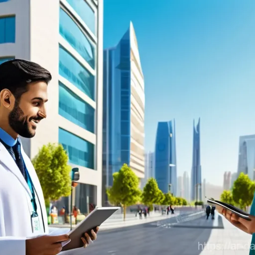 데이터 공유 생태계와 사회 문제 해결 - **Prompt:** "A vibrant, futuristic smart city in an Arab region, with modern architecture incorporat...