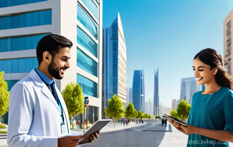 데이터 공유 생태계와 사회 문제 해결 - **Prompt:** "A vibrant, futuristic smart city in an Arab region, with modern architecture incorporat...