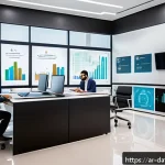 Home 20 데이터 공유 생태계에서의 사용자 피드백 활용 - A modern office setting in a Middle Eastern corporate environment, showcasing a diverse group of Ara...